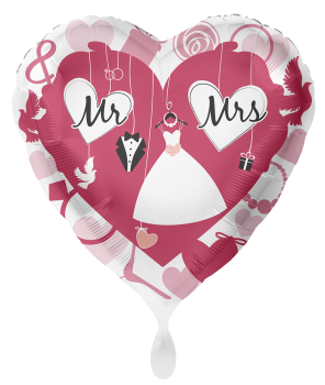 Folienballon - Mr. & Mrs., Herzen! - ø 43cm